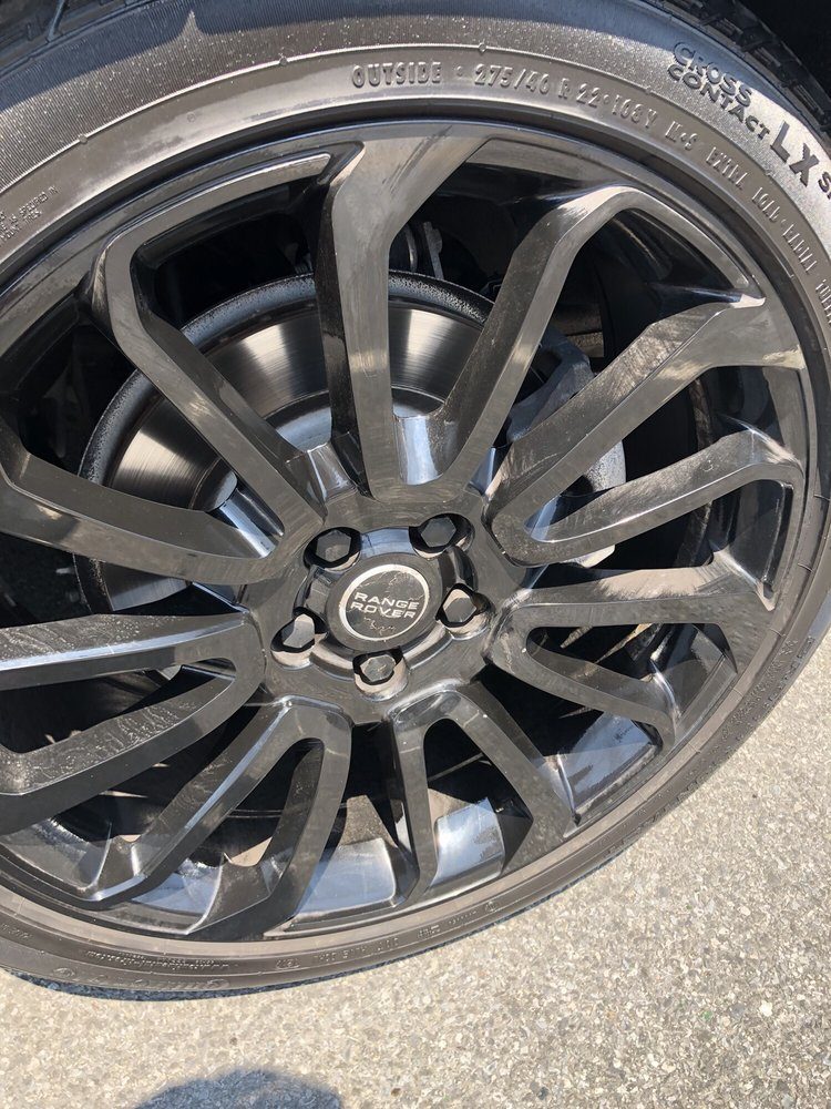 Close-up of a cleaned alloy wheel